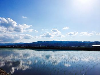 Scenic view of lake against sky