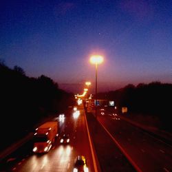 Traffic on road at night