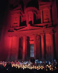 Crowd at illuminated temple