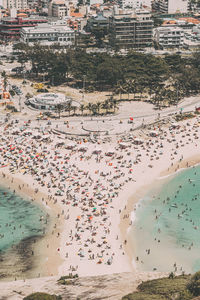 High angle view of crowd on beach