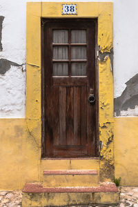 Closed door of building