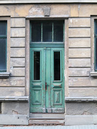 Closed door of old building