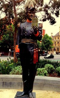 Woman standing in city