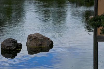 Close-up of reflection in lake