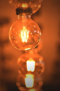 Close-up of illuminated chandelier