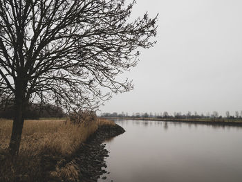 Scenic view of lake against clear sky