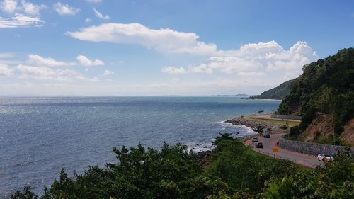 High angle view of sea against sky