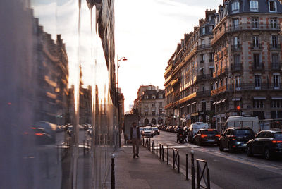 View of city street and buildings