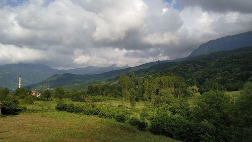 Scenic view of mountains against sky