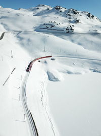 Aerial view of snow covered landscape