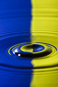 Rippled water with blue and yellow colored reflection