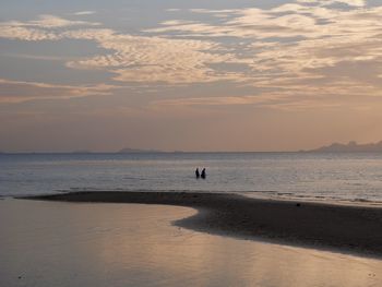 Scenic view of beach against sky during sunset