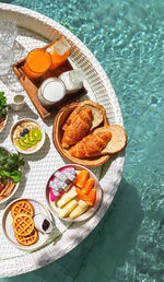 High angle view of food on table