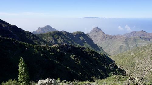 Scenic view of mountains against sky