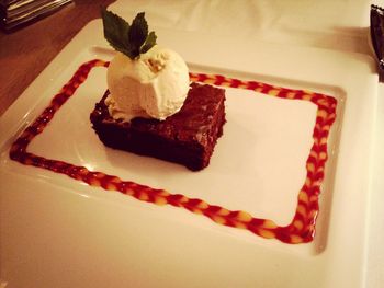 Close-up of cake in plate