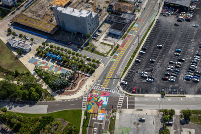 High angle view of traffic on city street