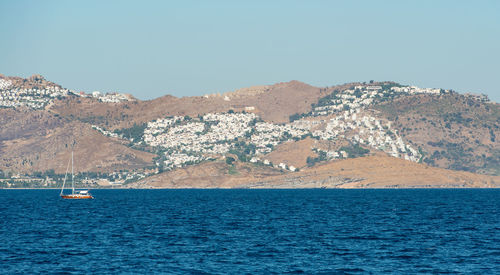 Scenic view of sea against clear sky