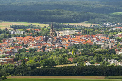 High angle view of trees and landscape