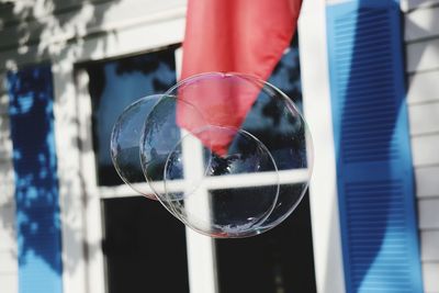 Close-up of bubbles in glass building
