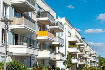 Modern apartment houses with many balconies seen in berlin, germany