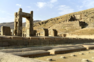 Old ruins of temple against sky