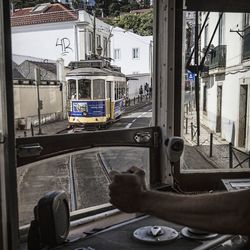 Low section of person in bus