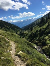 Scenic view of green landscape against sky