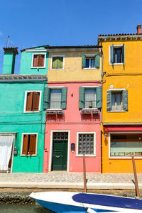 Colorful houses in burano island. famous travel destination, venice, italy