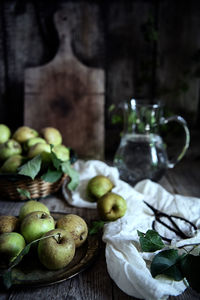 Close-up of apples on table