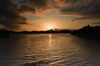 Scenic view of sea against sky during sunset