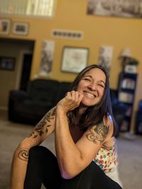 Woman smiling with long hair