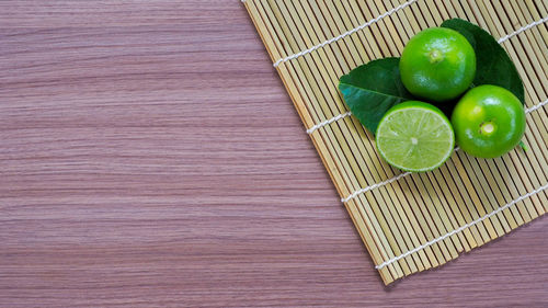 High angle view of fruits on table