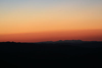 Scenic view of silhouette landscape against sky during sunset