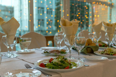 Food served on table in restaurant