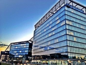 Low angle view of modern building against sky