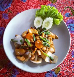 High angle view of meal served in plate