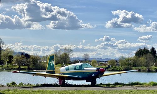 Airplane on airport runway