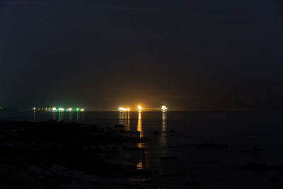 Scenic view of sea at night