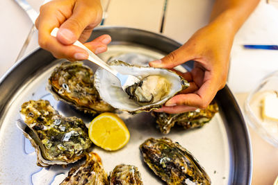 Midsection of person preparing food