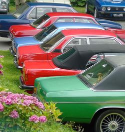 High angle view of car on grass