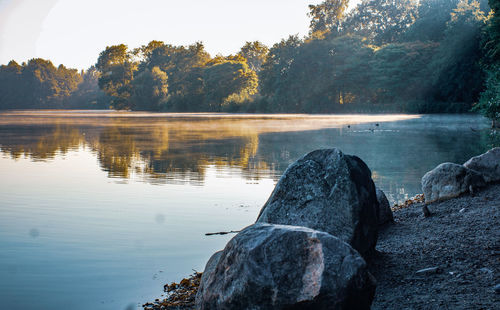 Scenic view of lake against sky