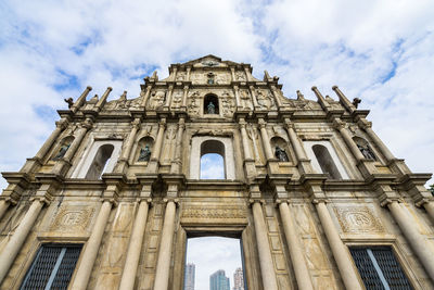 Detail of the facade of st. paul's cathedral, macau