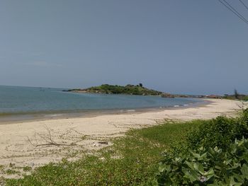 Scenic view of sea against clear sky
