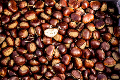 Full frame shot of chestnuts for sale at market stall