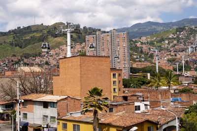 High angle view of townscape against sky