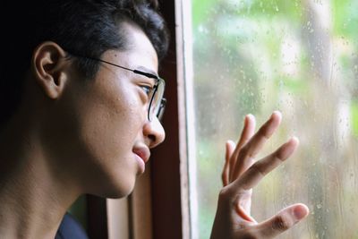 Beside the window when it's raining