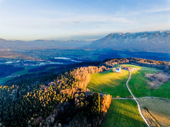 High angle view of idyllic rural landscape from germany