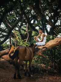 Young woman with horse