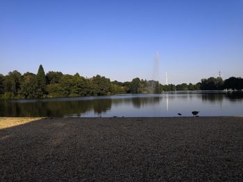 View of lake against clear sky