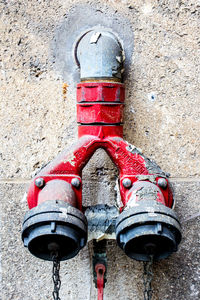 Close-up view of red pipe